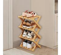 kiss me 4 Tier Bamboo Foldable Shoe Rack Small,Vertical Wooden Shoe Racks,Small Shoe Rack for Narrow Space Without Installation, Indoor for Hallway, Entryway,Corner,Bedroom (Natural-4 Tier)