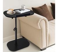 kiss me C Shaped Side Table,360°Swivel Adjustable Height C Shaped End Table,with Detachable Baffle Couch Side Table,Living Sofa Table,Modern Small Coffee C Table End Table,Rotating Tabletop (Black)