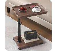 Kiss Me C Shaped Side Table, Height Adjustable 360° Swivel Couch Table | With Wheels，Modern Small Coffee C Table, End Table For Living Room, Bedroom, Balcony, Patio, Walnut Color
