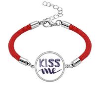 Kiss Me Cute Quote Handwrite Style Lucky Red String Bracelet Rope Bracelet Handmade