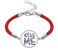 Kiss Me Cute Quote Handwrite Style Lucky Red String Bracelet Rope Bracelet Handmade