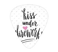Kiss Me Guitar Picks Picks 12 Pack with Thin Box,Hand Written Calligraphy with Heart Love Motif on Lipstick Stain Pattern,Special Guitar Plectrums Gift Set for Guitarist,Black Pink and White