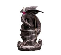 kiss me Handmade Dragon Backflow Incense Burner,Ceramic Incense Waterfall Burner With 30 Sticks,20 Backflow Cones for Home Office Decor,Yoga Meditation (Brown Dragon)