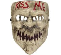 Kiss Me Horror Mask for Halloween Adult Costume, Scary Purge Style Face Cover for Cosplay, Carnival and Themed Events (1 Mask, Kiss Me)