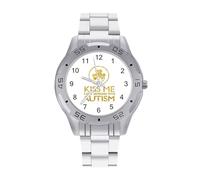 Kiss Me I Love Someone with Autism Men's Watches Stainless Steel Watch Strap Analog Quartz Watch Business Wristwatches