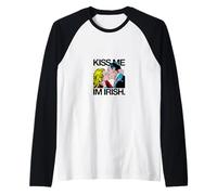 Kiss Me I’m Irish Funny Pop Art St Patrick’s Day PAPL2128 Raglan Baseball Tee