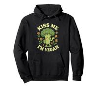 Kiss Me I’m Vegan Broccoli Funny Plant Based Food Saying Pullover Hoodie