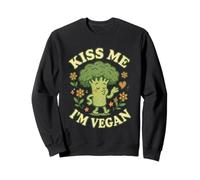 Kiss Me I’m Vegan Broccoli Funny Plant Based Food Saying Sweatshirt