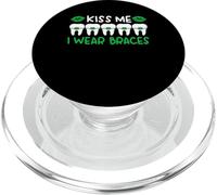 Kiss Me I Wear Braces Teeth Dentist St. Patricks Day PopSockets PopGrip for MagSafe