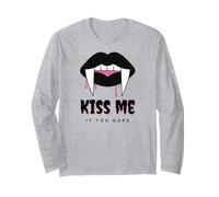Kiss Me If You Dare Halloween Vampire Fangs Long Sleeve T-Shirt