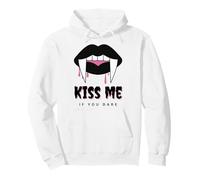 Kiss Me If You Dare Halloween Vampire Fangs Pullover Hoodie