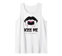 Kiss Me If You Dare Halloween Vampire Fangs Tank Top
