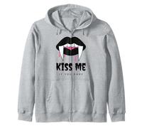 Kiss Me If You Dare Halloween Vampire Fangs Zip Hoodie