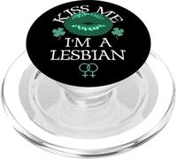 Kiss Me I'm a Lesbian St Patricks Day Green Lips Les Pride PopSockets PopGrip for MagSafe