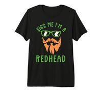 Kiss Me Im A Redhead Ginger Beard St Patricks Day Red Hair Premium T-Shirt