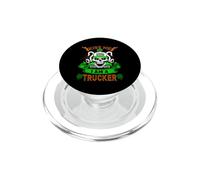 Kiss Me I'm A Trucker Skull Lucky Shamrock St Patricks Day PopSockets PopGrip for MagSafe