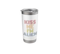 Kiss Me I'm Alien Pun UFO Fan Retro Stainless Steel Insulated Tumbler