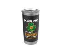 Kiss Me I'm an Engineer with Shamrock St Patricks Day Stainless Steel Insulated Tumbler