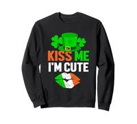 Kiss Me I'm Cute - Leprechaun Hat Shamrock St Patrick's Day Sweatshirt