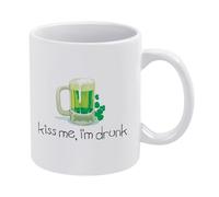 Kiss Me, I'm Drunk Shamrock Mugs 11 Oz (325 ml) Ceramic Coffee Mug