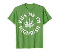 Kiss Me I'm Highrish St Patricks Day Marijuana Irish Men T-Shirt