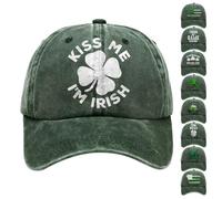 Kiss Me I'm Irish Baseball Cap for Men Women Funny Shamrock St Patricks Day Hat Cotton Unisex St Paddys Day Trucker Hat Vintage Distressed Ireland Clover Snapback Peaked Cap (Green #9, One Size)