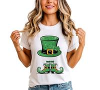 Kiss Me Im Irish Leprechaun Hat Womens T-Shirt Luck St Patricks Day Gift for Her S (8-10) White