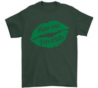 Kiss Me Im Irish St Patricks Day Mens T-Shirt 100% Cotton Forest Green S