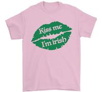 Kiss Me Im Irish St Patricks Day Mens T-Shirt 100% Cotton Light Pink M