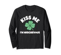 Kiss Me I'm Mischievous St. Patrick's Day Funny Irish Long Sleeve T-Shirt