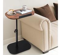 kiss me Large Adjustable Height C Shaped Side Table,360°Swivel Lifting Laptop Desk for Living Room, Bedside, Nursing, Couch,with Detachable Baffle Couch Side Tables,Modern Under Sofa Table (Vintage)