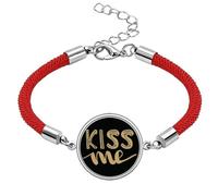 kiss me Quote handwrite Lucky Red String Bracelet Rope Bracelet Handmade