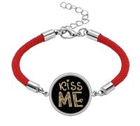 kiss me Quote handwrite Lucky Red String Bracelet Rope Bracelet Handmade