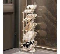 kiss me Sloping Narrow Shoe Rack,5/6/7/8 Tiers Transparent shoe rack small Slim Tall Shoe Storage Rack Vertical Shoe Shelf Stand Holder Organiser Indoor for Hallway, Entryway, Corner (White, 5 layers)