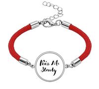 Kiss Me Slowly Quote Handwrite Lucky Red String Bracelet Rope Bracelet Handmade