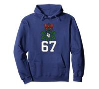 Kiss Me Under the 67 Mistletoe, Funny Boys Christmas Meme Pullover Hoodie