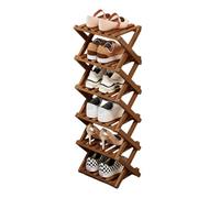 kiss me Vertical Shoe Rack,Portable Folding Shoe Storage Rack, Easy Assembly Vertical Folding Wooden Shoe Racks Storage for Small Spaces, Corridors, Bedrooms Living Room Corner (6 Tier Brown)