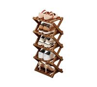 kiss me Vertical Shoe Rack,Portable Folding Shoe Storage Rack, Easy Assembly Vertical Folding Wooden Shoe Racks Storage for Small Spaces, Corridors, Bedrooms Living Room Corner (5 Tier Brown)