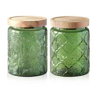 kiss me Vintage Glass Jars with Lid, 700ml/24oz Airtight Colored Mason Jar Biscuit Tin Cookie Tea Coffee Sugar Canisters Candy Jar for Kitchen Counter, Pantry (2 pack-700ml)