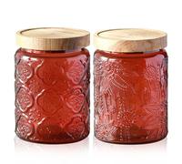 Kiss Me Vintage Glass Mason Jars 700ml Airtight 2pk Red