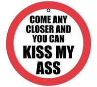 Kiss My A** Car Air Freshener (Funny Road Signs/Fun Birthday/Xmas Christmas Stocking Filler/Secret Santa/Novelty Scented Gift)