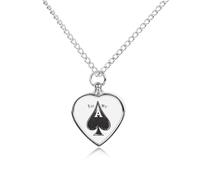 Kiss My Ace Poker Card Spades Locket Urn Necklace Cremation Jewelry | Pet Cremation Necklaces For Ashes,Heart Pendant Memorial Jewelry