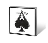 Kiss My Ace Poker Card Spades Square Badge Funny Button Pins Brooch | Lapel Pins for Backpack Hat Bags Jacket