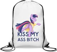 Kiss My Ass Btch Art Gym Sack Casual Drawstring Bag White