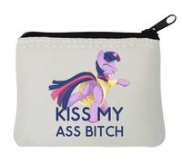 Kiss My Ass Btch Art Neoprene Coin Purse Pouch 10x11cm White