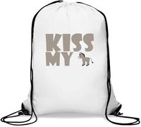 Kiss My Ass Funny Grey Graphic Gym Sack Casual Drawstring Bag White