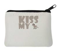 Kiss My Ass Funny Grey Graphic Neoprene Coin Purse Pouch 10x11cm White