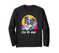 Kiss My Auss 80s 90s Blue Merle Australian Shepherd Lover Long Sleeve T-Shirt