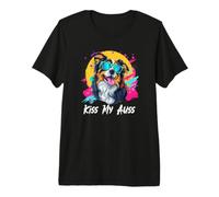 Kiss My Auss Retro 80s 90s Black Australian Shepherd Lover Premium T-Shirt