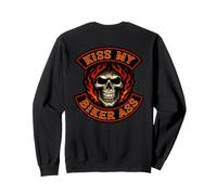 KISS MY BIKER ASS (Art On Back) Funny Biker Patch Gang Skull Sweatshirt
